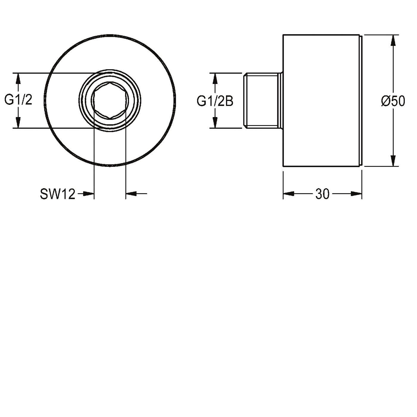 KWC Verlängerungsadapter, F3, 30mm, für Elektronik-wandventil
