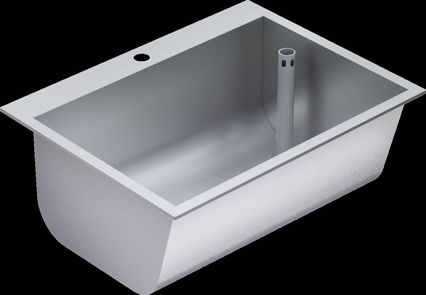 KWC Einlegewaschtrog, SIRIUS, Edelstahl, 670x281x520 mm, Ablauf Rechts, Hahnloch