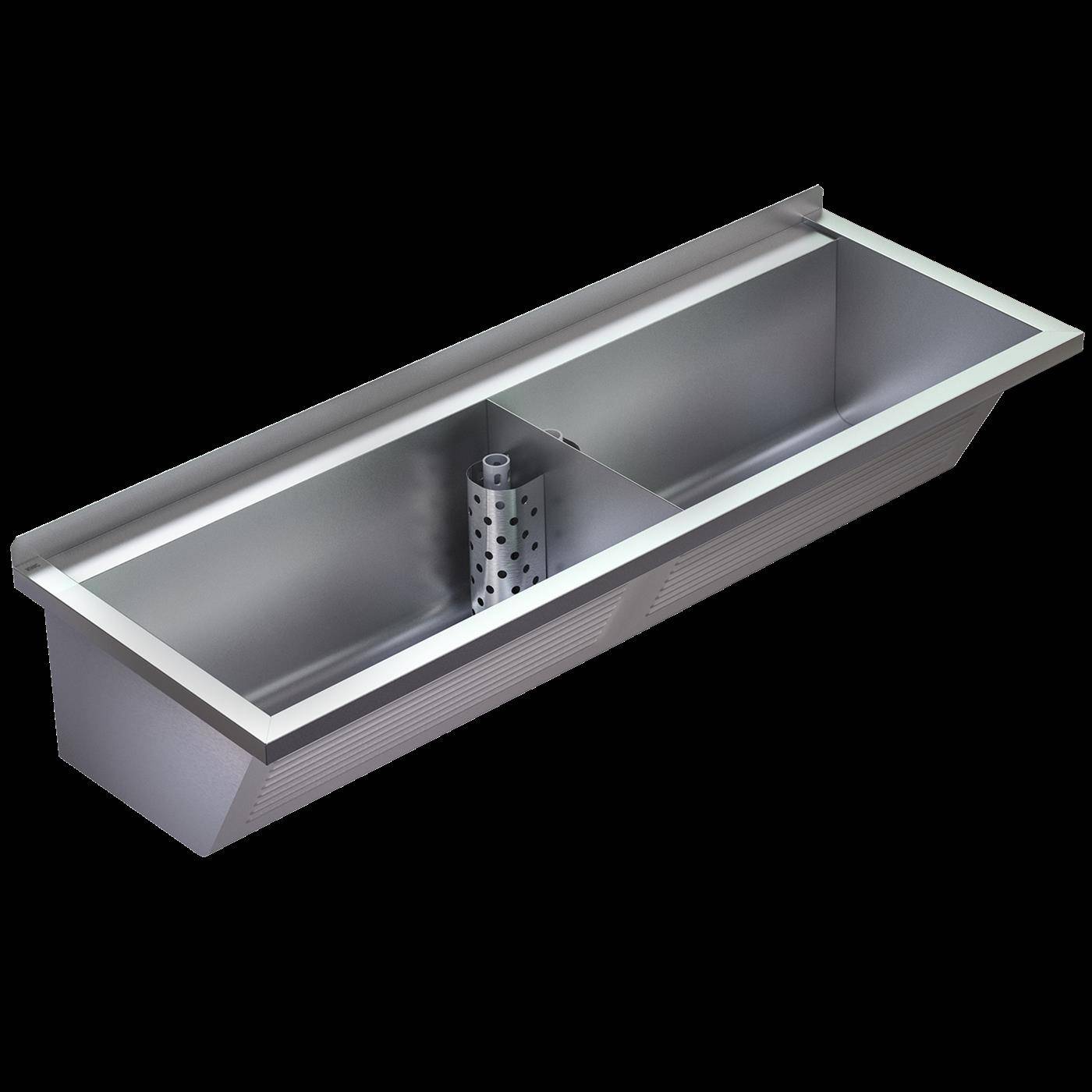 KWC Waschtrog, SIRIUS, Edelstahl, 2 Becken, 1420x346x500 mm, Abläufe Mi