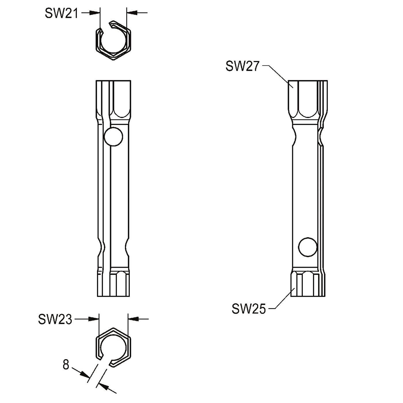 KWC Steckschlüssel, F5, 6-kant, 21x23, Geschlitzt und Gekürzt