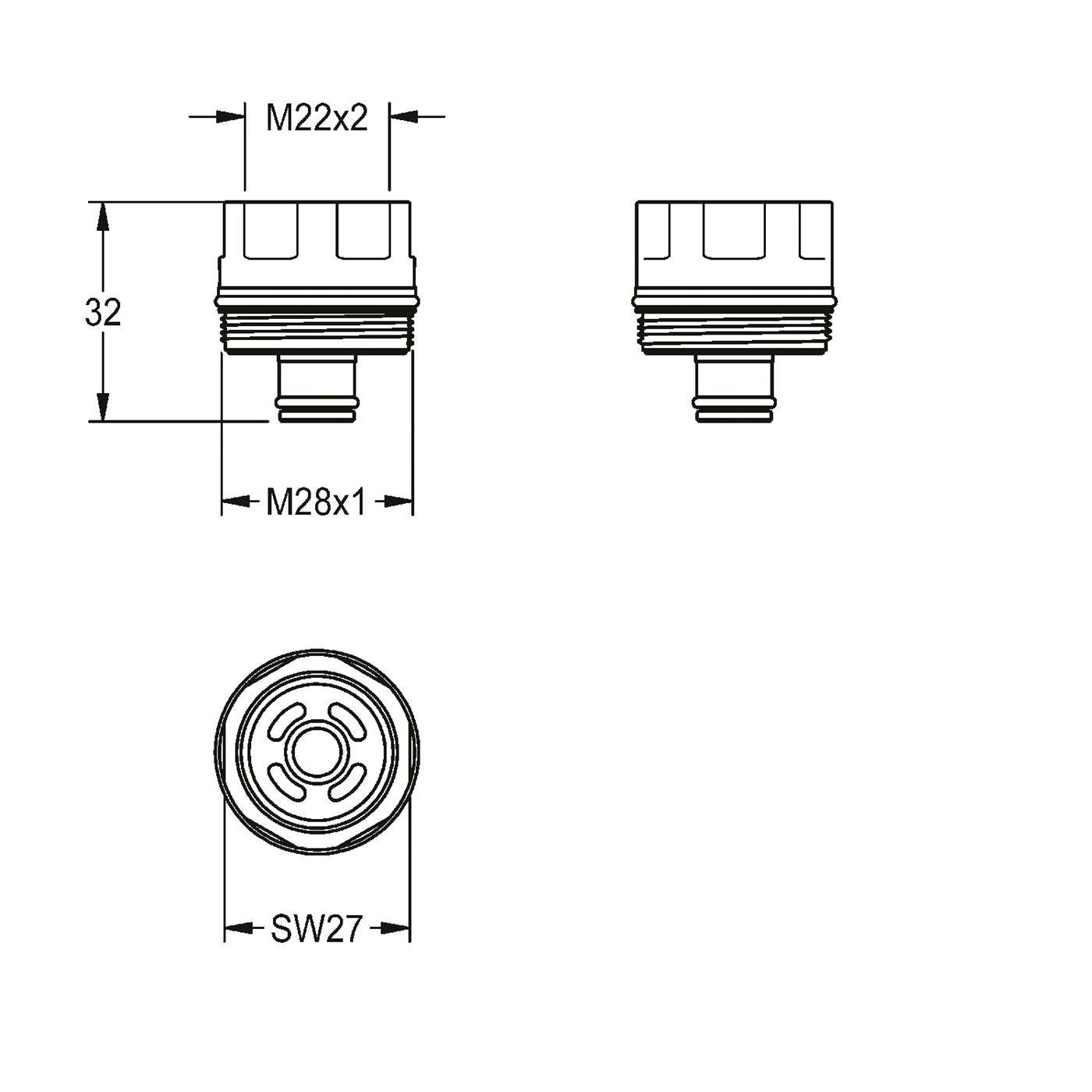 KWC Adapter, F3, mit Sieb, M22x2 - M28x1, 2030048629