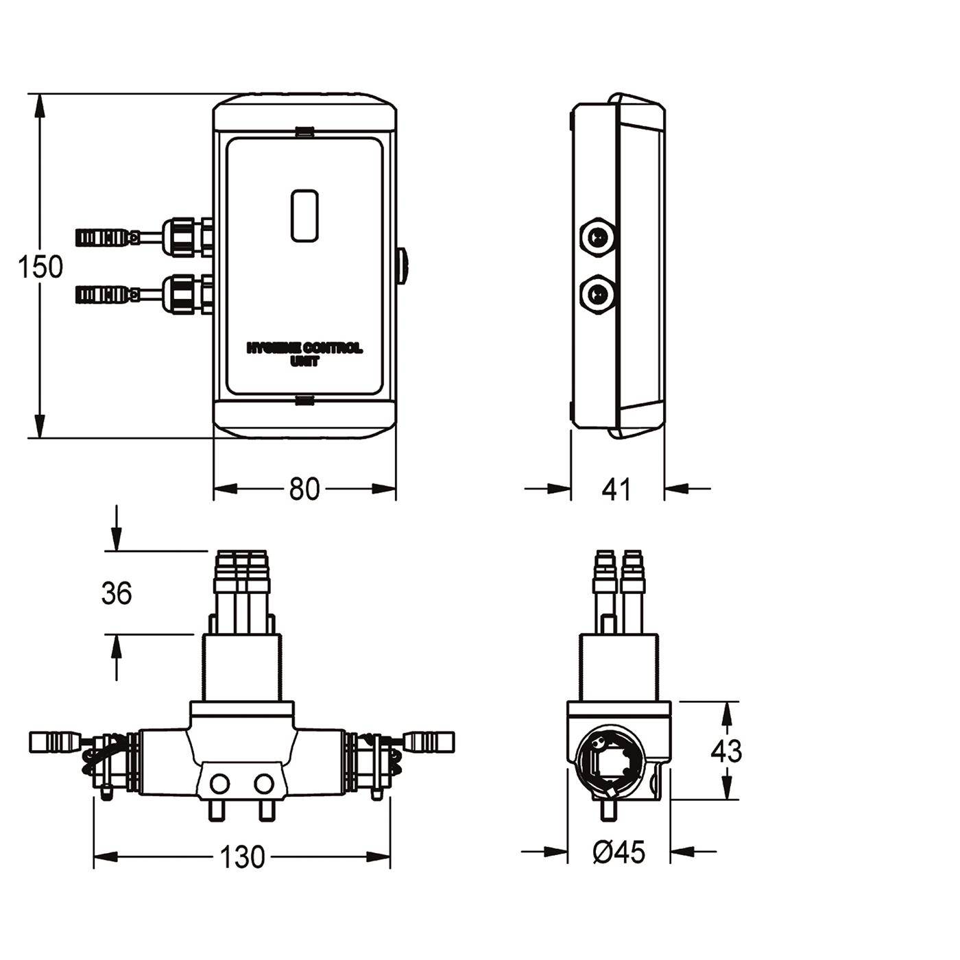 KWC Hygieneeinheit, F5, AP, Labs-konform, für. Einhebel-standbatterie F5 100 mm