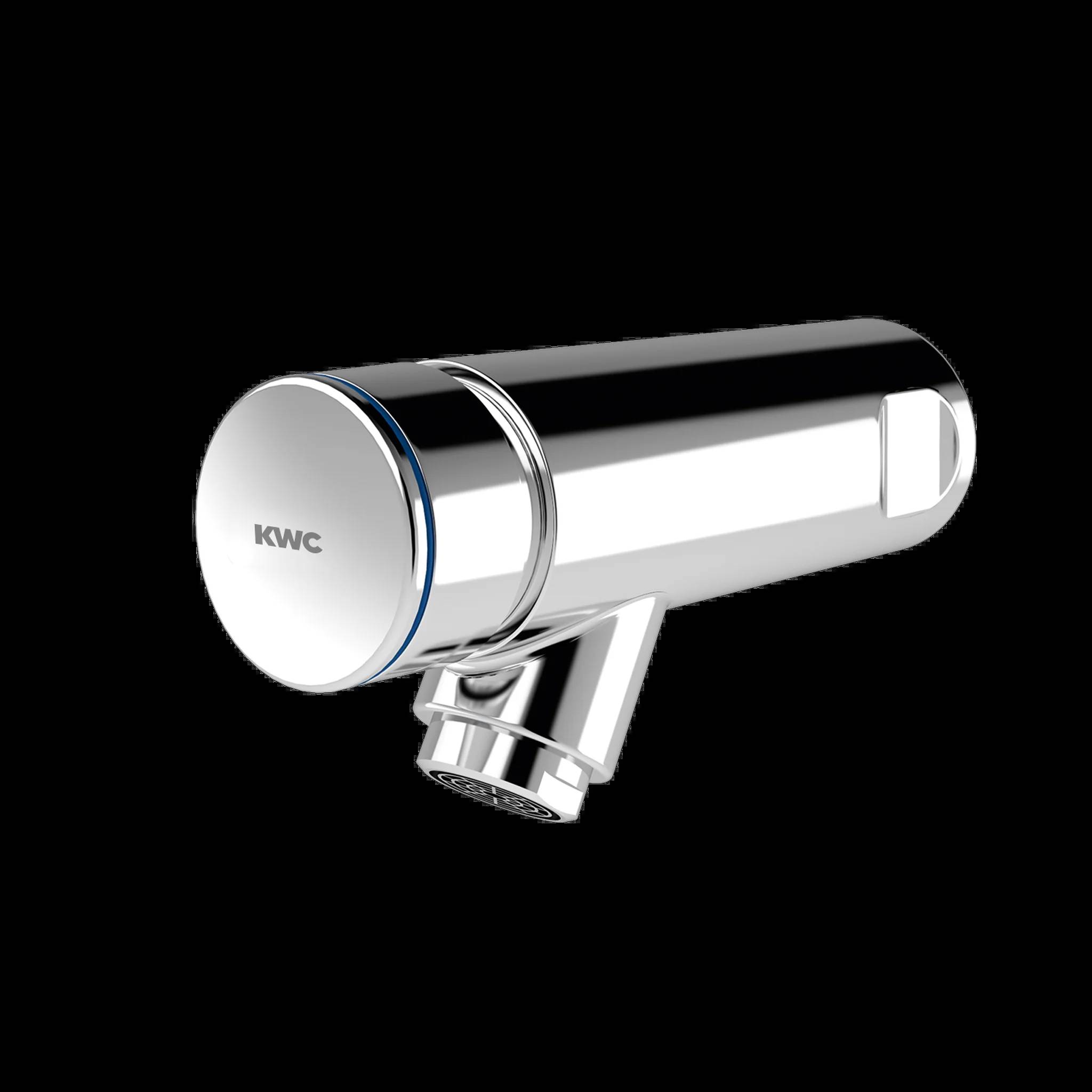 Chrome-zylindrischer KWC-Armaturenbelüfter/-sprühaufsatz auf schwarzem Hintergrund
