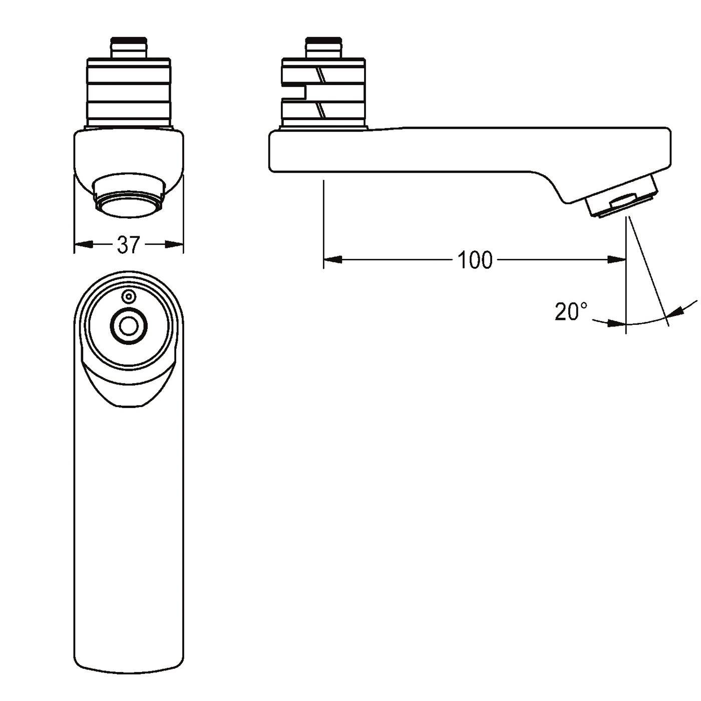 KWC Schwenkauslauf, 100 mm, Arretierbar, Luftsprudler 3l, 2030049953