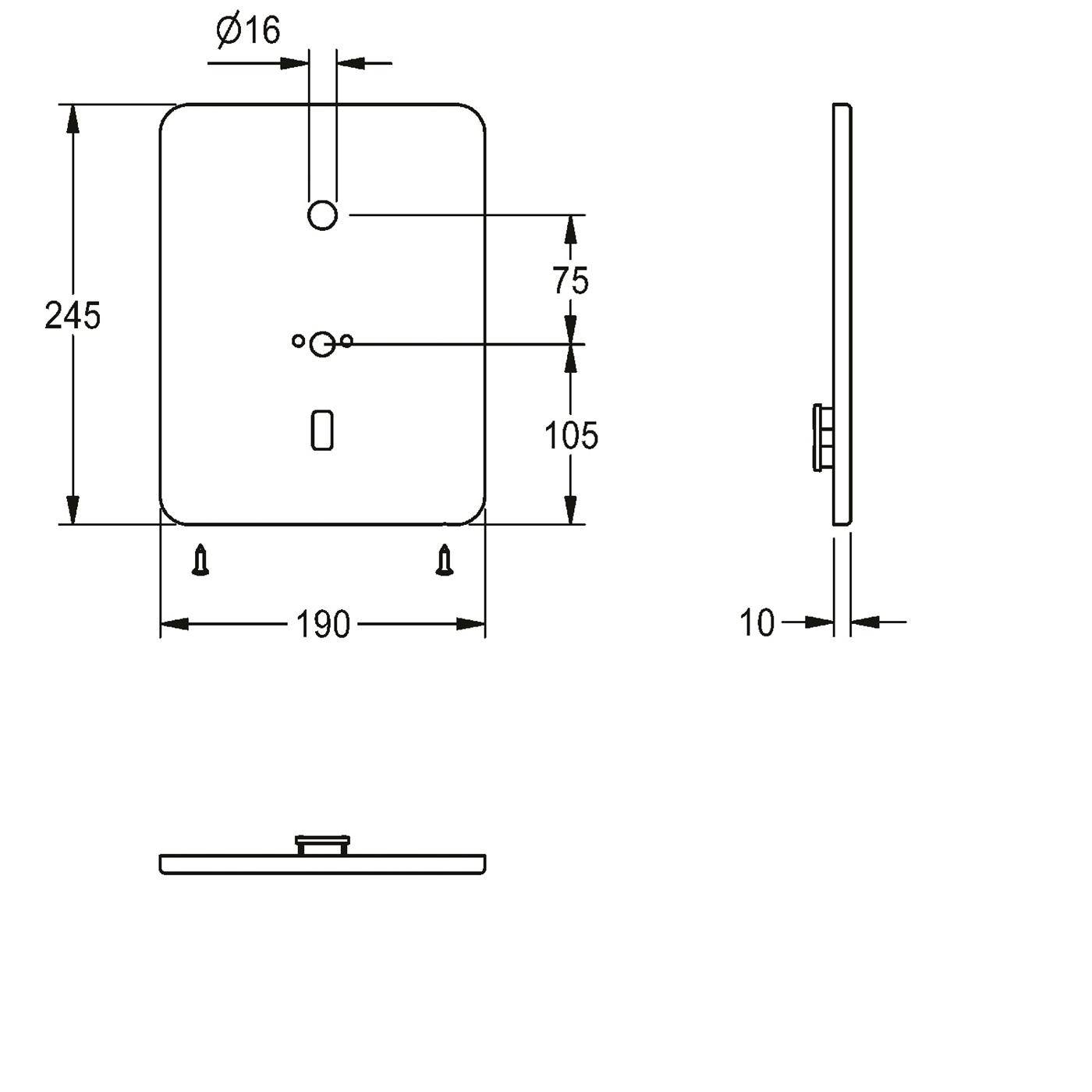 KWC Edelstahlabdeckplatte, F3, für Ausl, 190x245 mm, Sensorhalterung, 2030050088