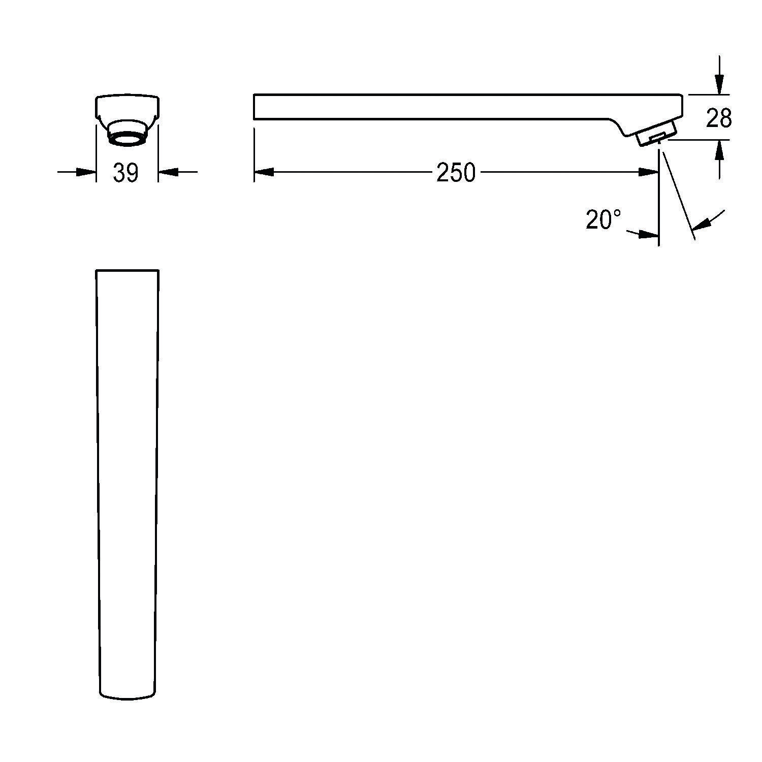 KWC Auslauf, F3, für Up-armatur, 250 mm, Laminarstrahlregler 6l, 2030050086