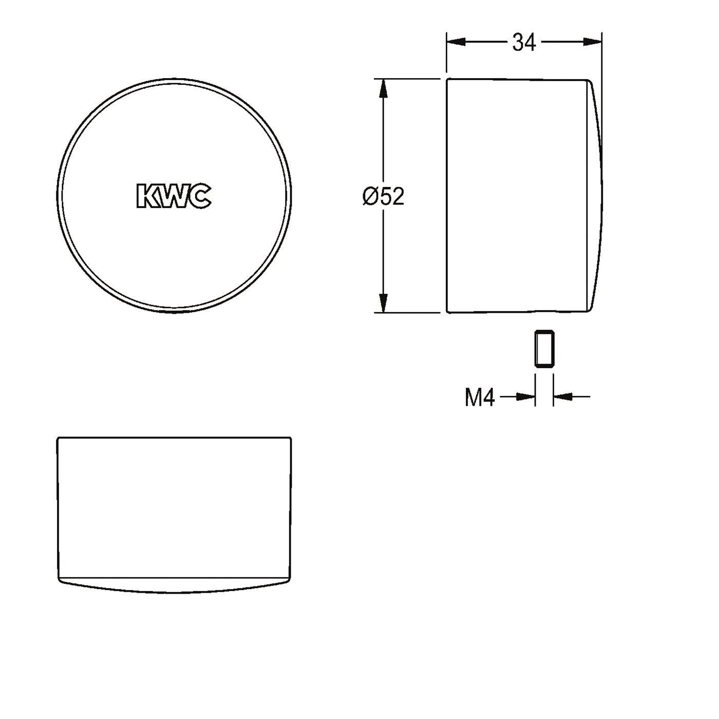 KWC Druckkappe, F5, Metall, Logo, für Selbstschluss-thermostat, 2030050542