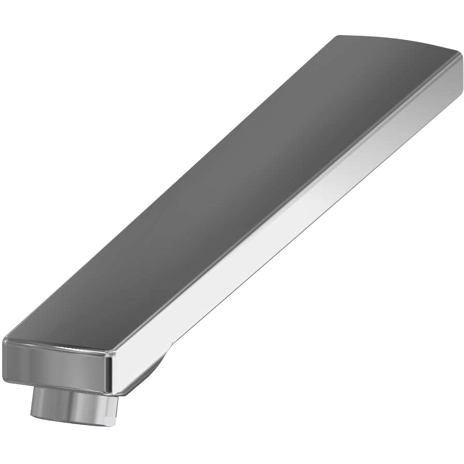Schicker silberner Griff mit elegantem, modernem Design, in einem Winkel auf schwarzem Hintergrund präsentiert.