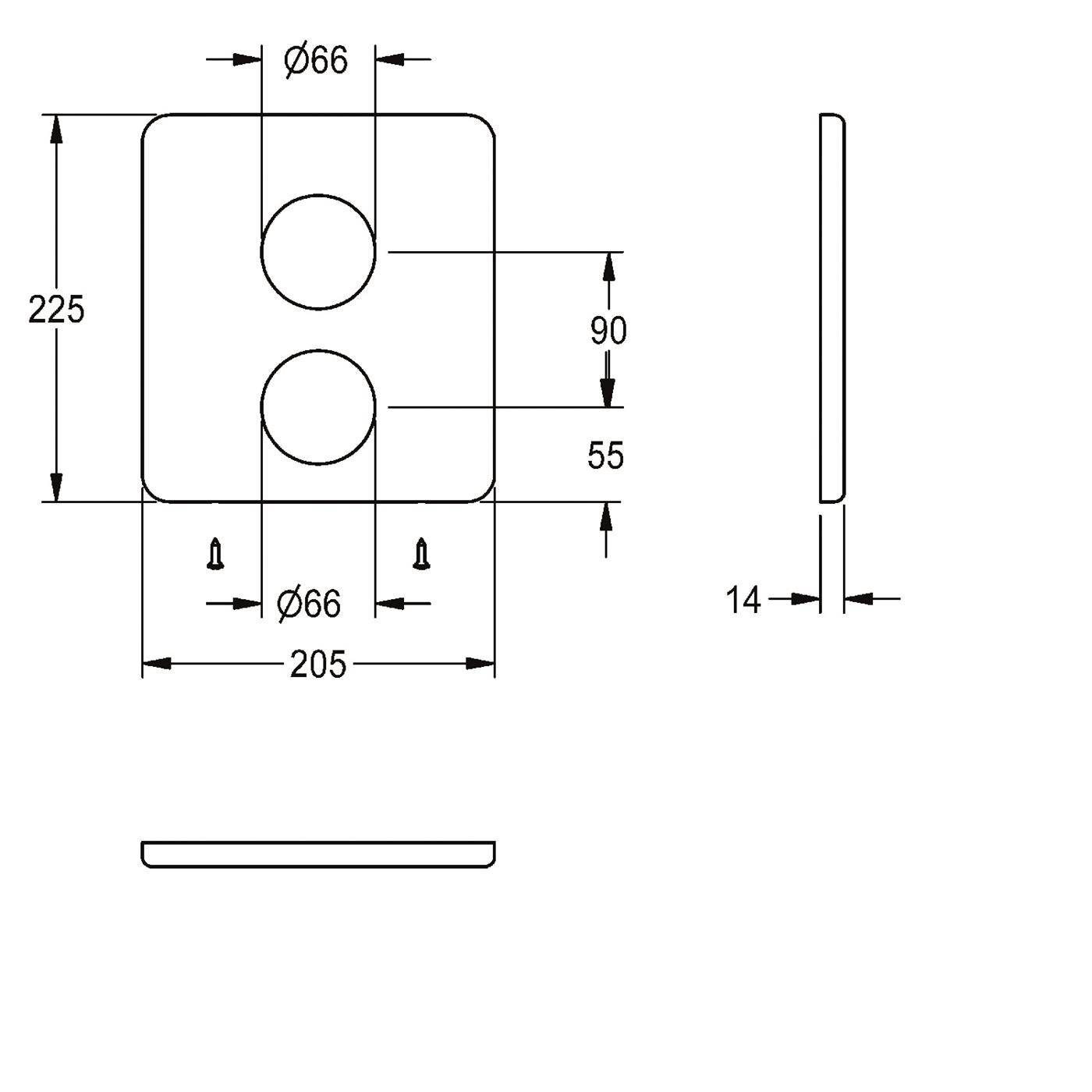 KWC Edelstahlabdeckplatte, F5, 205x225 mm, 2030052051
