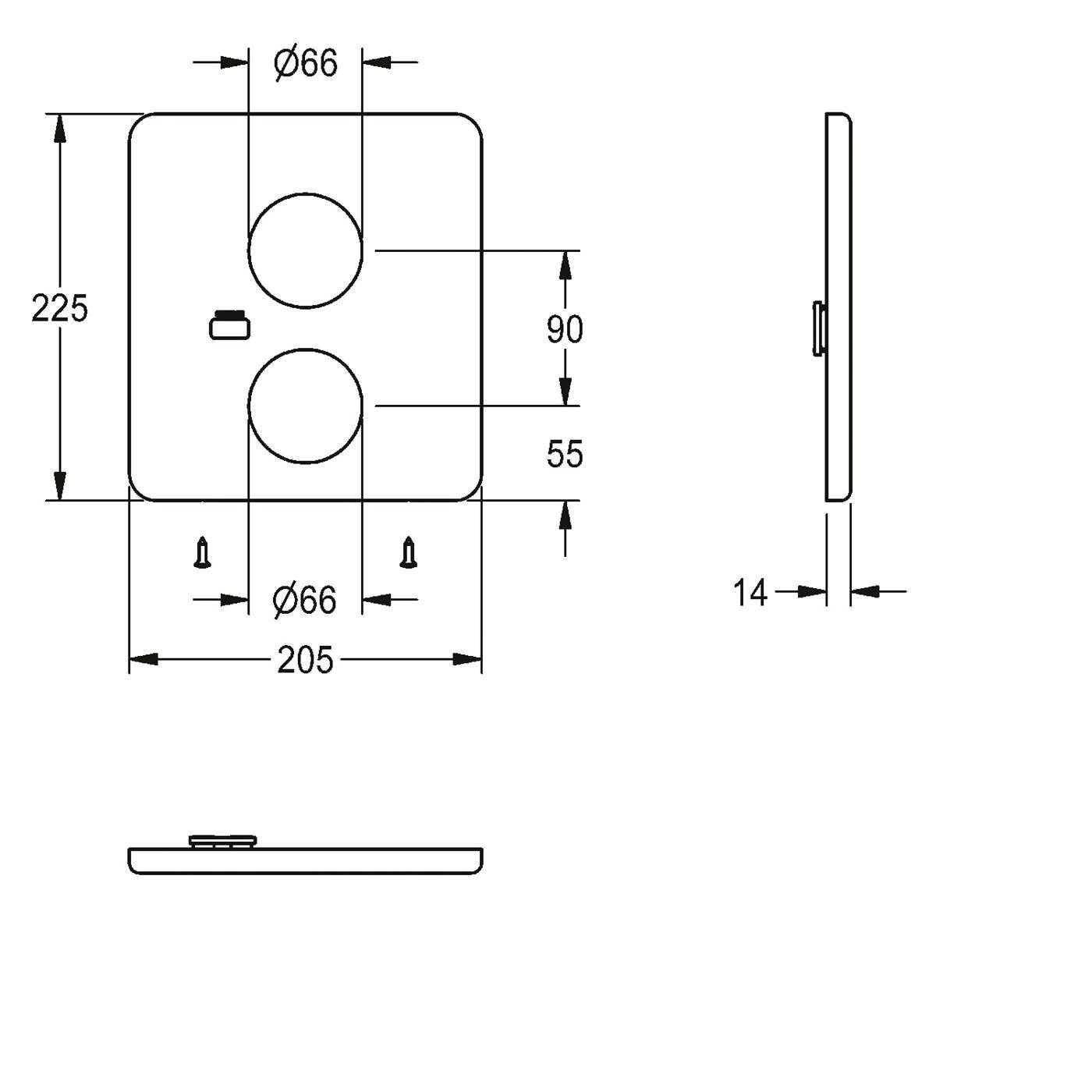 KWC Edelstahlabdeckplatte, F5, 205x225 mm, 2030052248