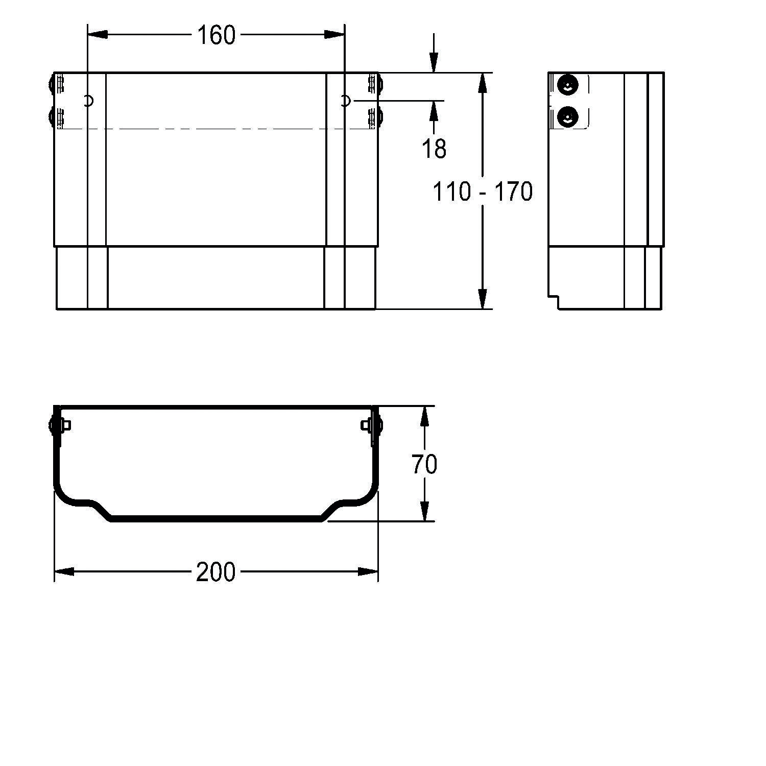 KWC AR Gehäuseverlängerung, F5, Edelstahl, alpinweiß, f. DUPA MIRANIT, 110-170 mm