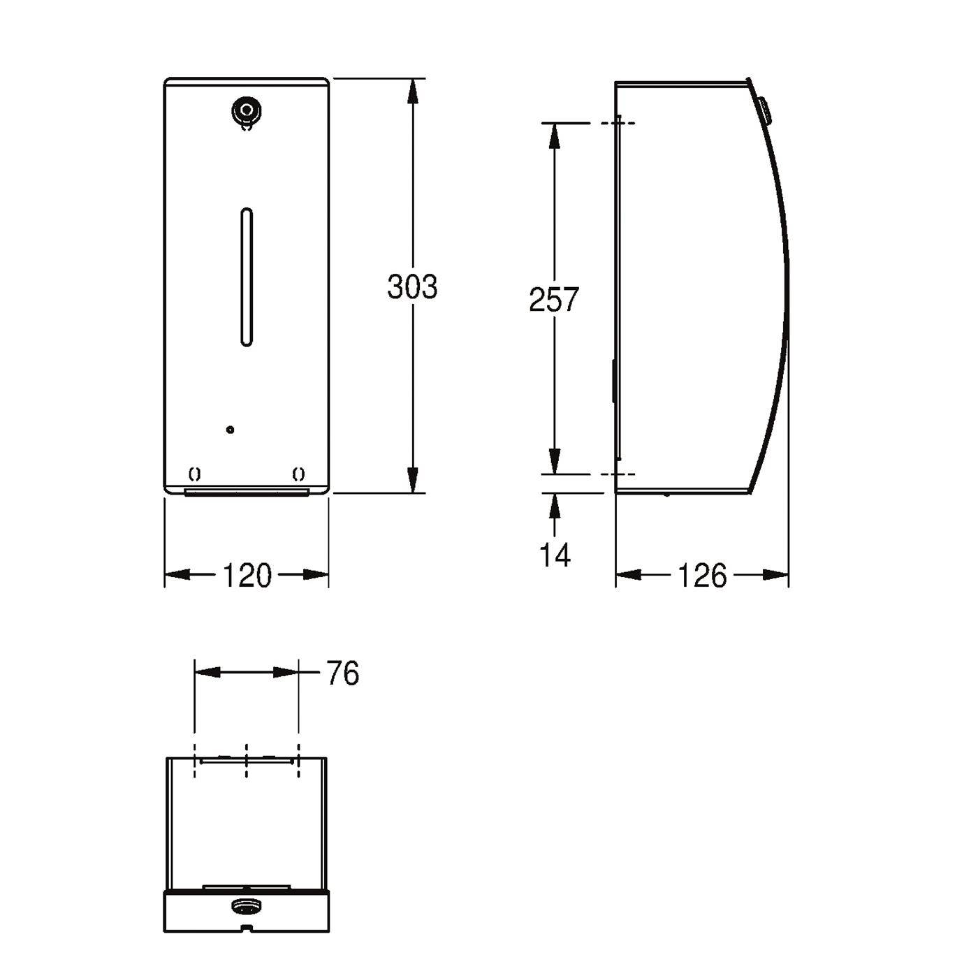 KWC Desinfektionsmittelspender, STRATOS, Elektr, Edelstahl, AP, 120x303x126 mm
