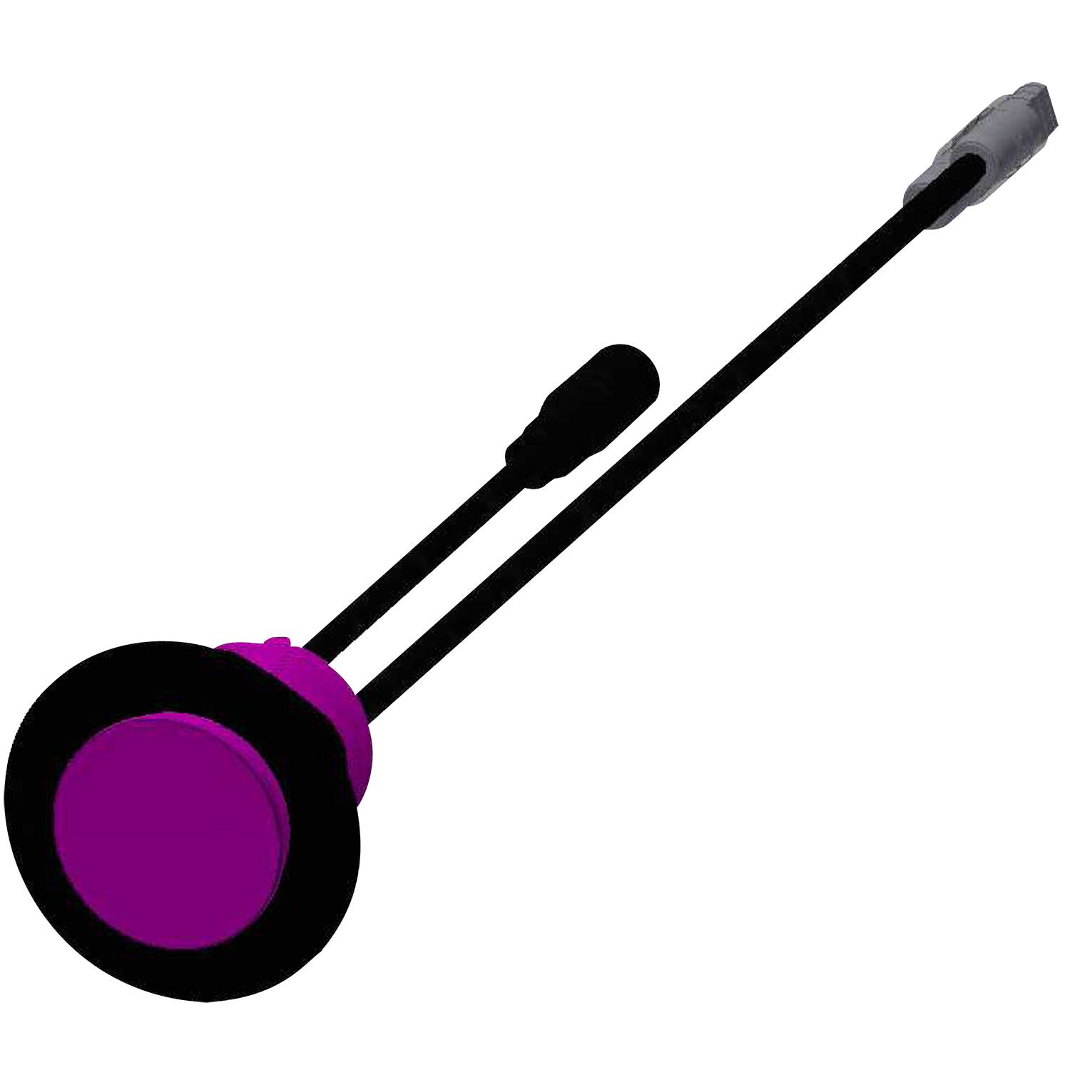 Ein schwarzes Stethoskop mit rosa Brustschale, vor einem dunklen Hintergrund platziert, das ein modernes und stilvolles Design zeigt.