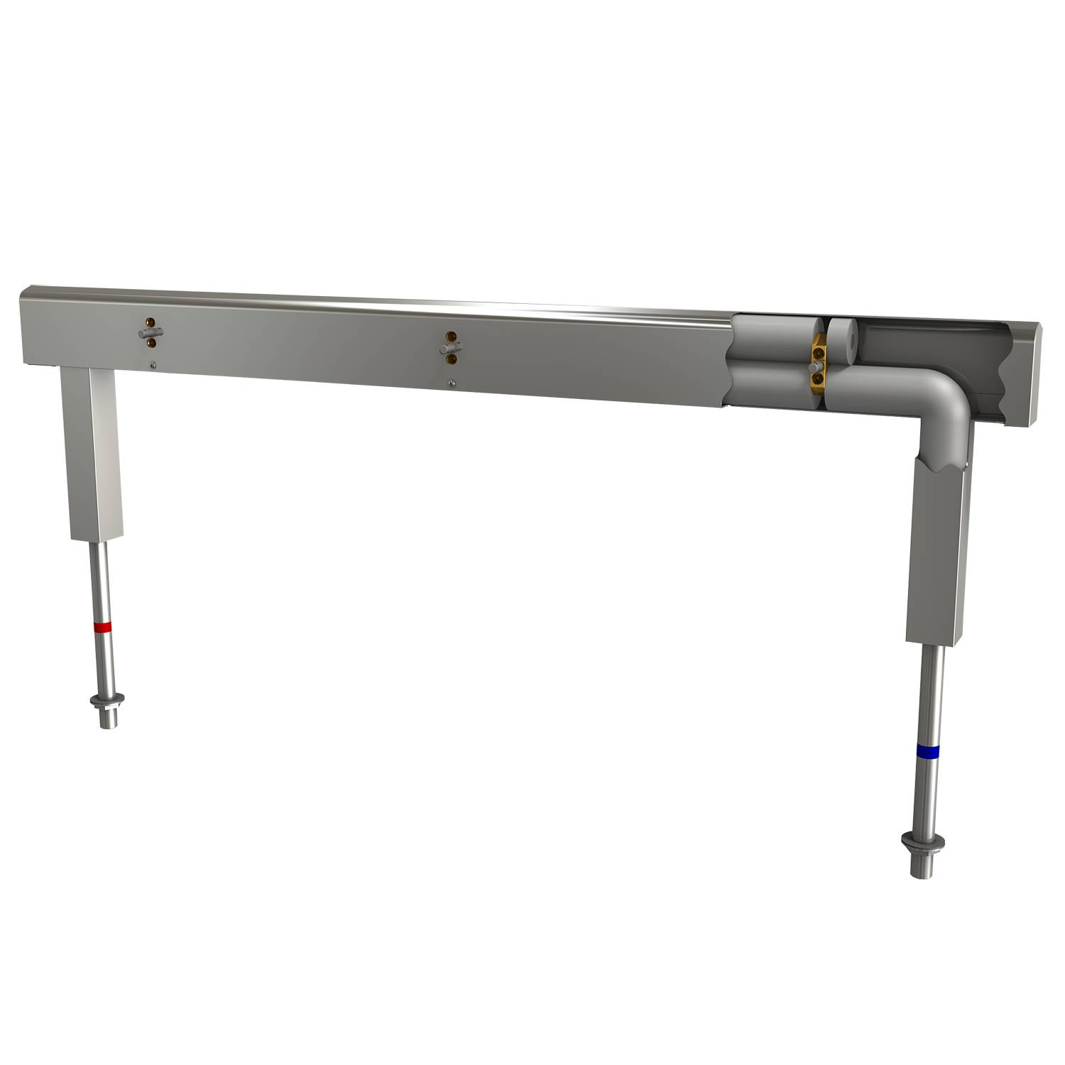 KWC AR Armatureneinh., Edst., doppelreihig, 8 Waschplätze, 2400 mm, Wasserans un.