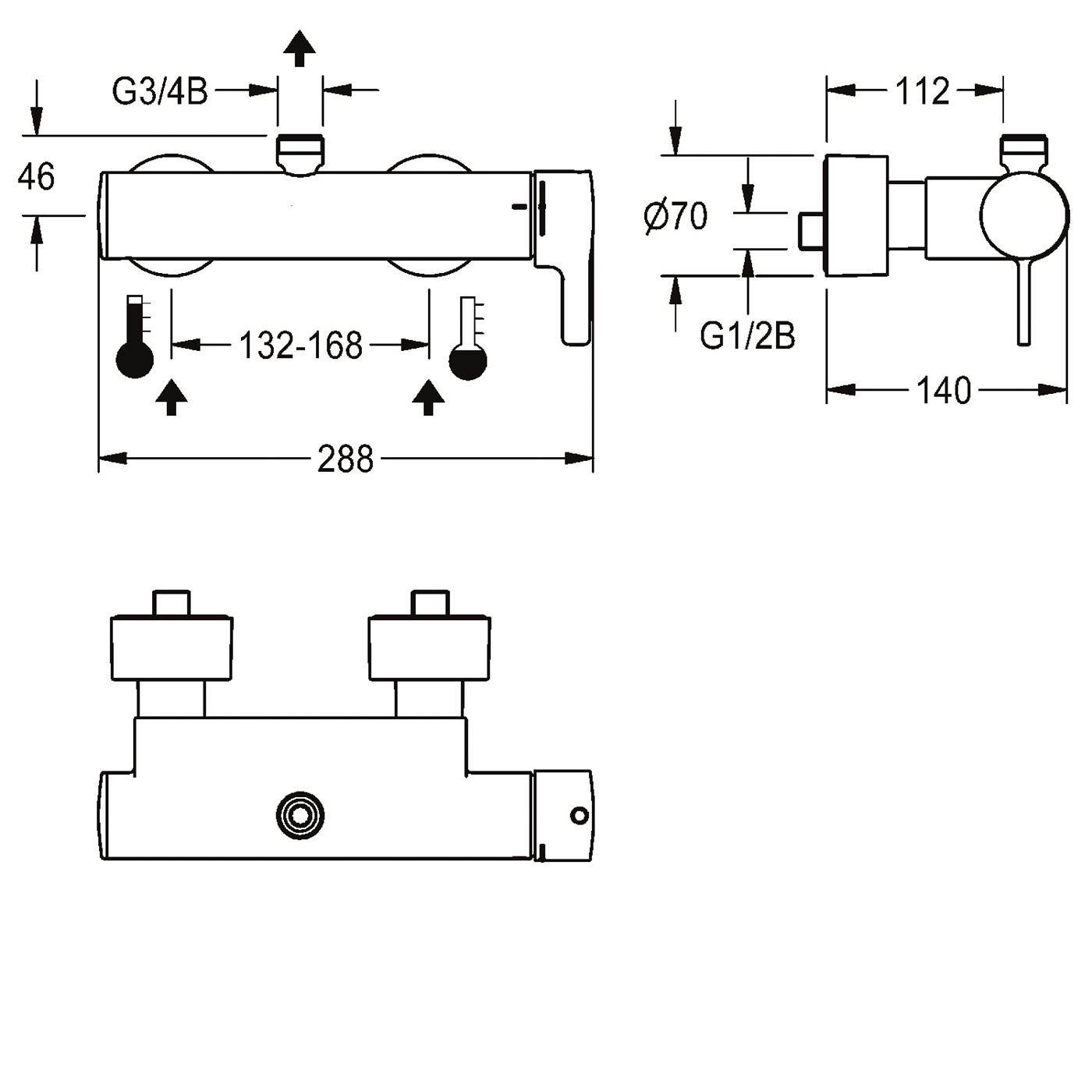 KWC Thermostat-wandbatterie, F5, EHM, für Bogen/duschrohr, Hygieneoption