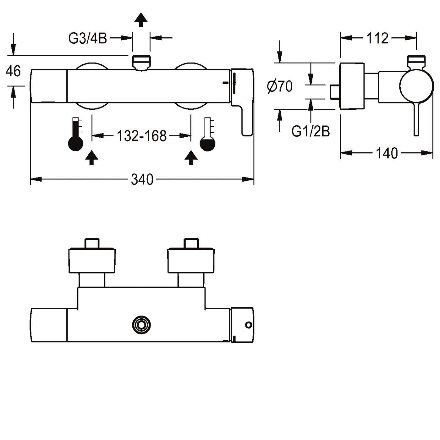 KWC Thermostat-wandbatterie, F5, EHM, für Bogen/duschrohr, Hygieneeinheit