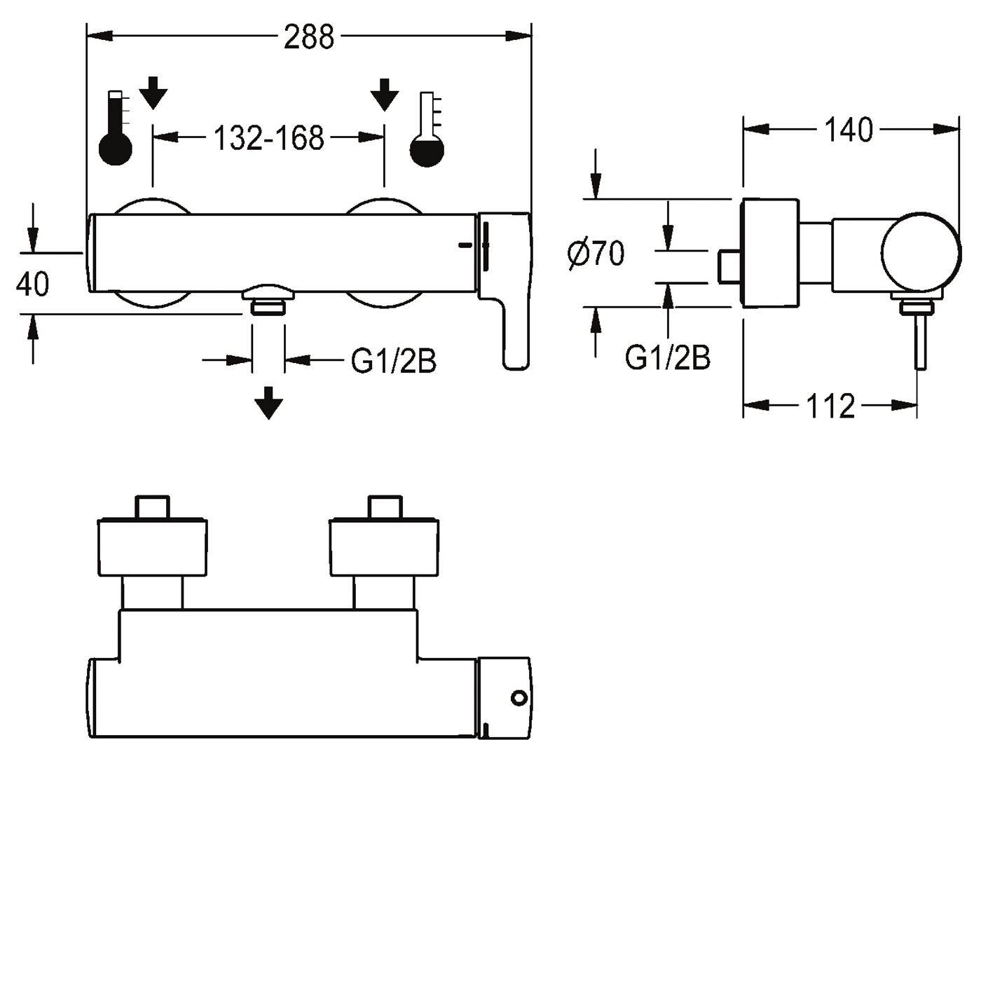 KWC Thermostat-wandbatterie, F5, EHM, für Handbrause, Hygieneoption