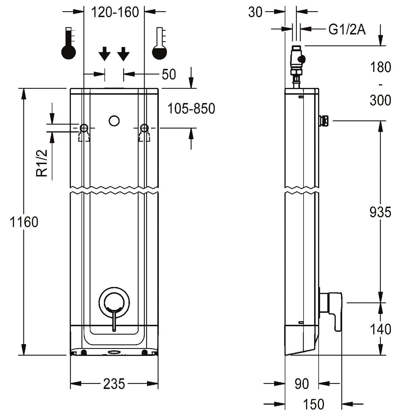 KWC Duschpaneel, F5, Edst, Thermostat, EHM, für Duschkopf, Hygieneeinheit