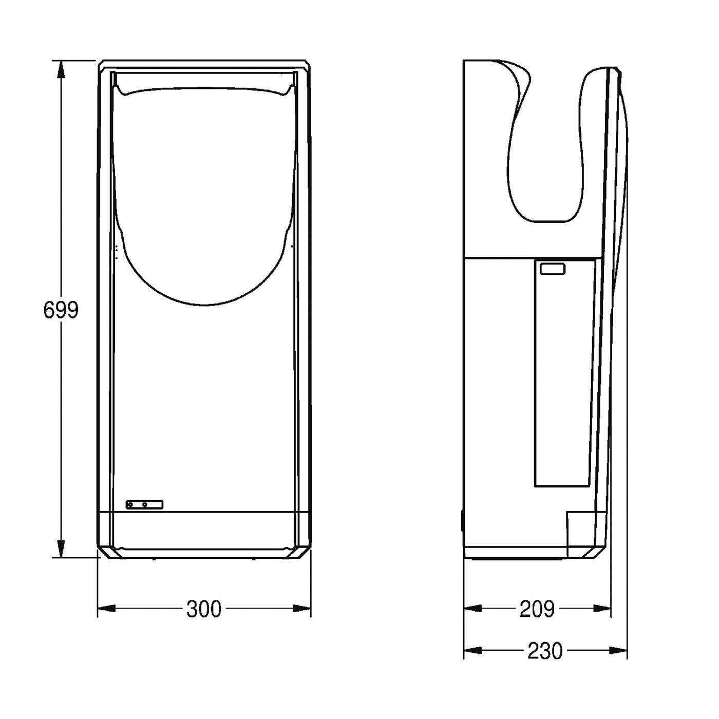 KWC Hands-in Händetrockner, Kunststoff, IR, 300x699x230 mm, Si, HEPA, 230 VAC