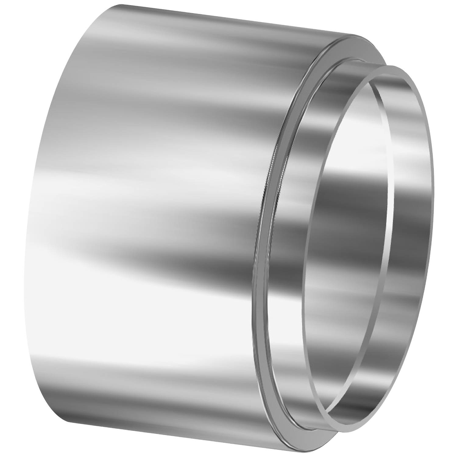 Ein glänzender, metallischer Zylinder mit einem kleineren Zylinder im Inneren, beide reflektieren das Licht und erzeugen eine elegante, moderne Erscheinung.