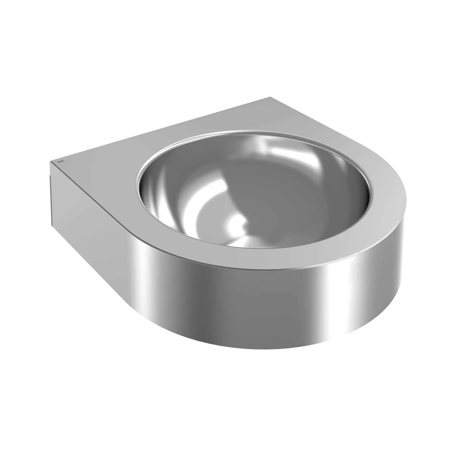 Eine metallische, wandmontierte Toilettenschüssel mit elegantem, minimalistischem Design wird vor einem schwarzen Hintergrund gezeigt.