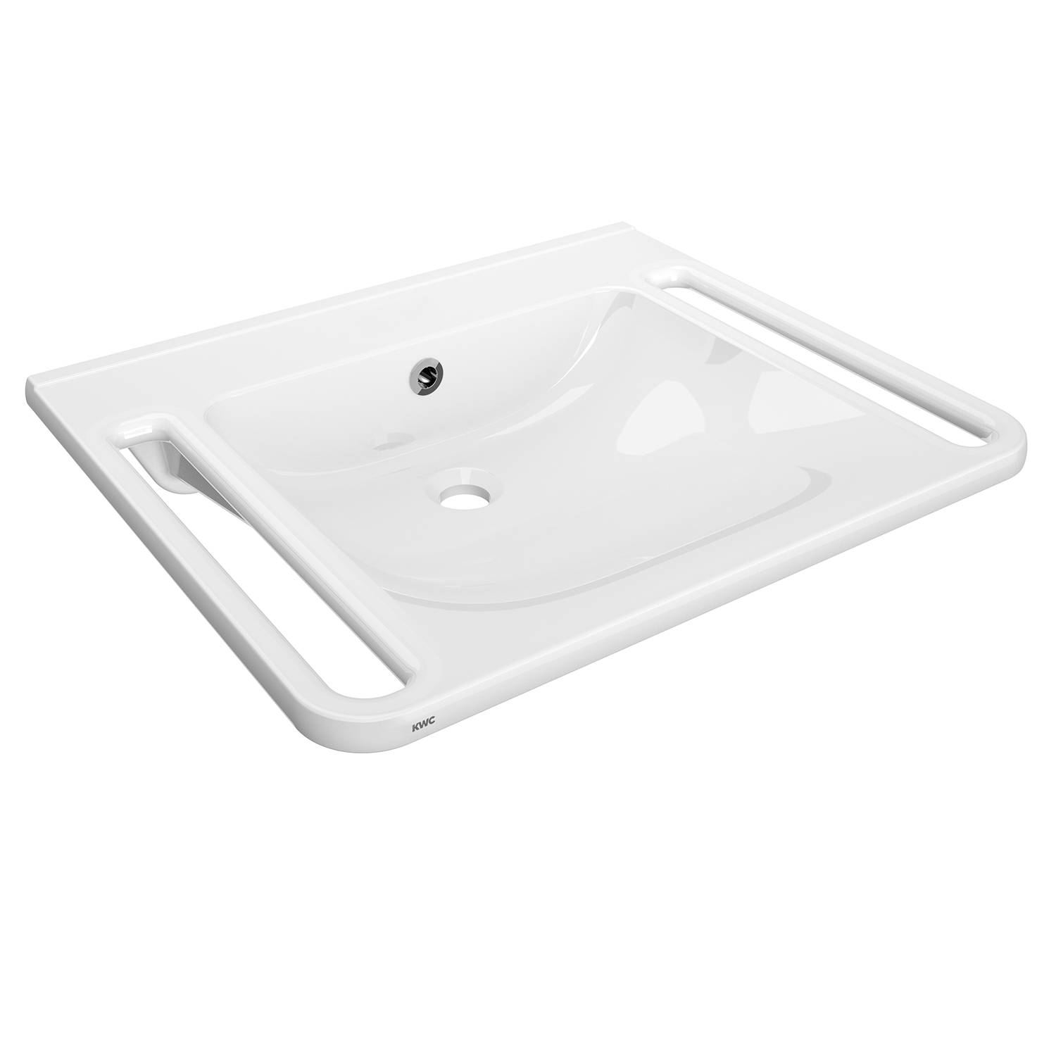 KWC AR Einzelwaschtisch, MEDCARE, MIRANIT, 650x150x550 mm, weiß, Überlauf, Griff