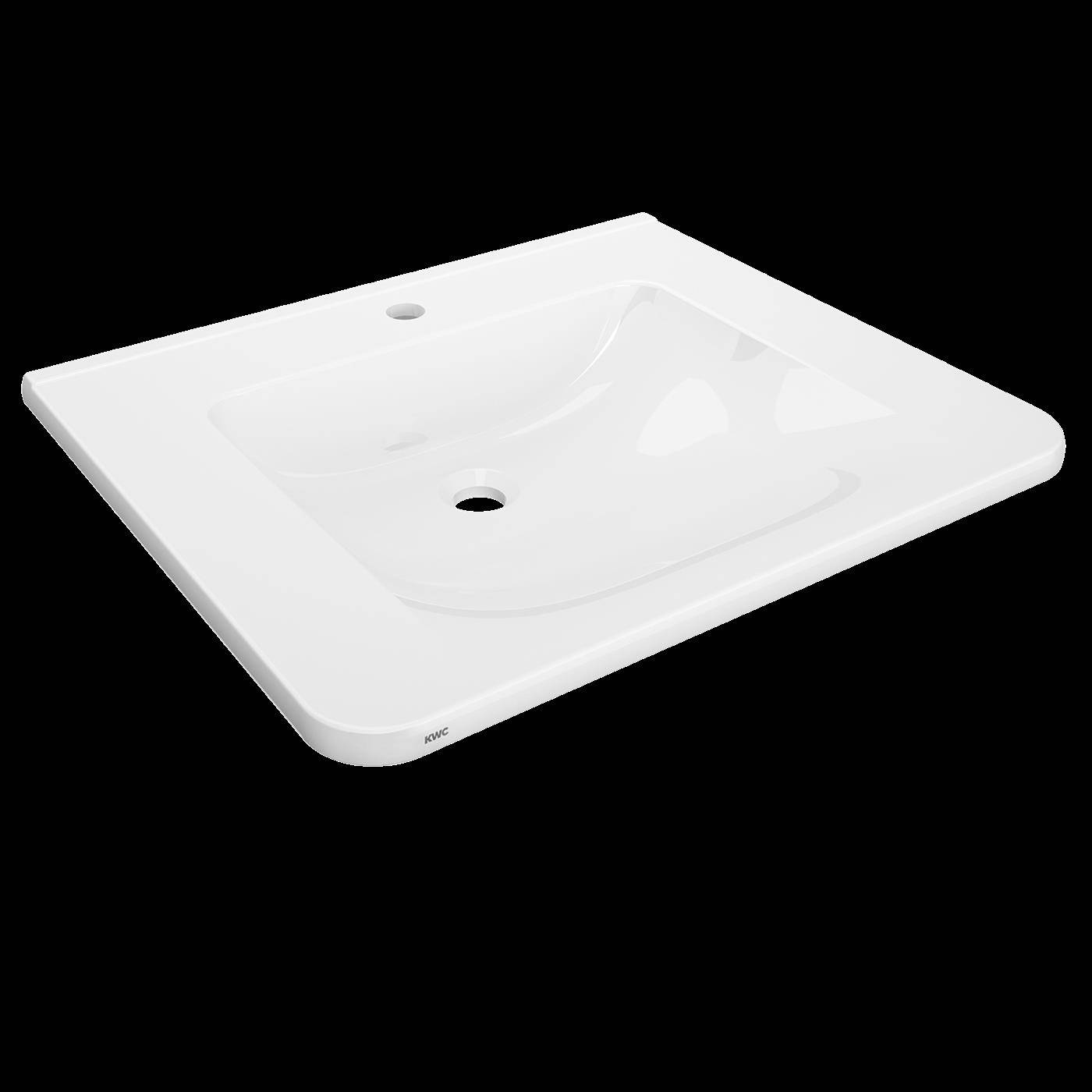 KWC Einzelwaschtisch, MEDCARE, MIRANIT, 650x150x550 mm, Weiß, Hahnloch