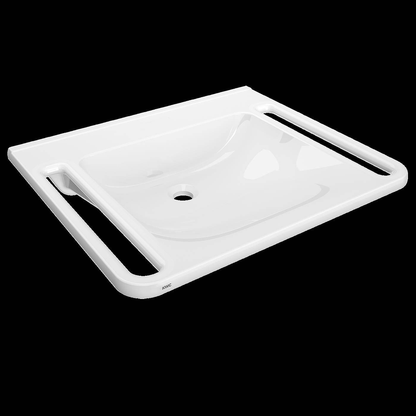 KWC Einzelwaschtisch, MEDCARE, MIRANIT, 650x150x550 mm, Weiß, Griff