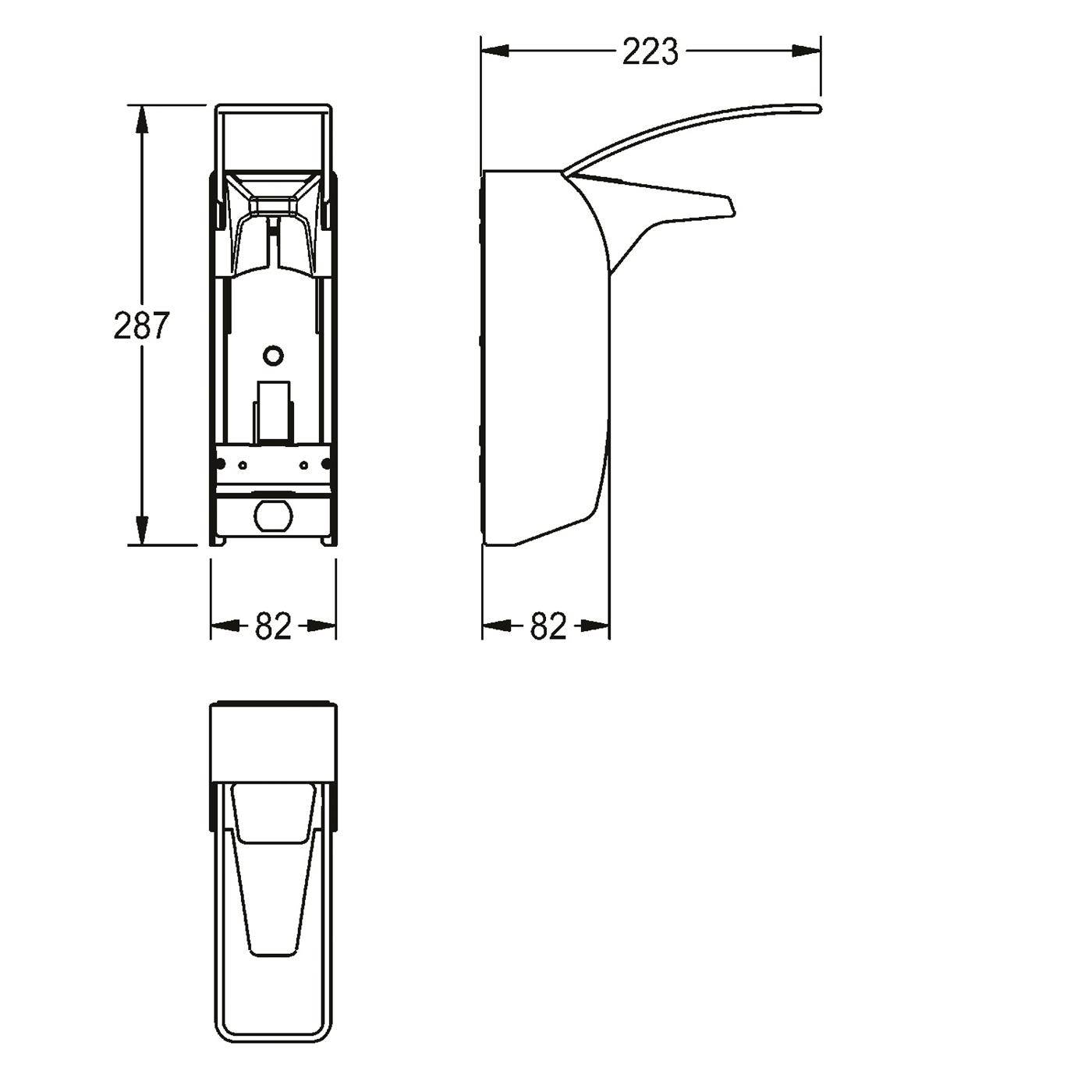 KWC Spender, MEDCARE, Edelstahl, AP, 82x287x223 mm, für. 500ml, Hebel 223 mm
