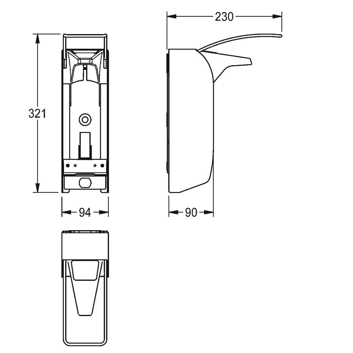 KWC Spender, MEDCARE, Edelstahl, AP, 94x321x230 mm, für. 1000ml, Hebel 230 mm