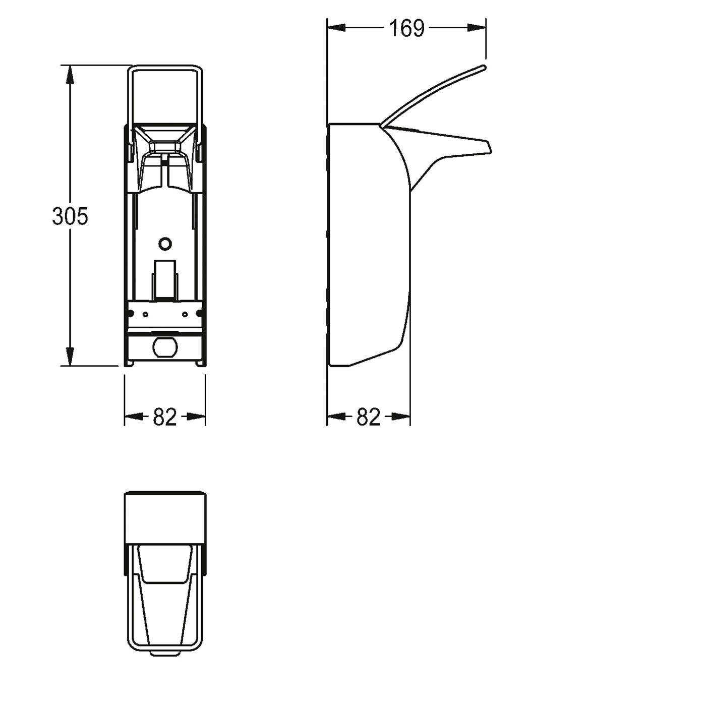 KWC Spender, MEDCARE, Edelstahl, AP, 82x305x169 mm, für. 500ml, Hebel 169 mm