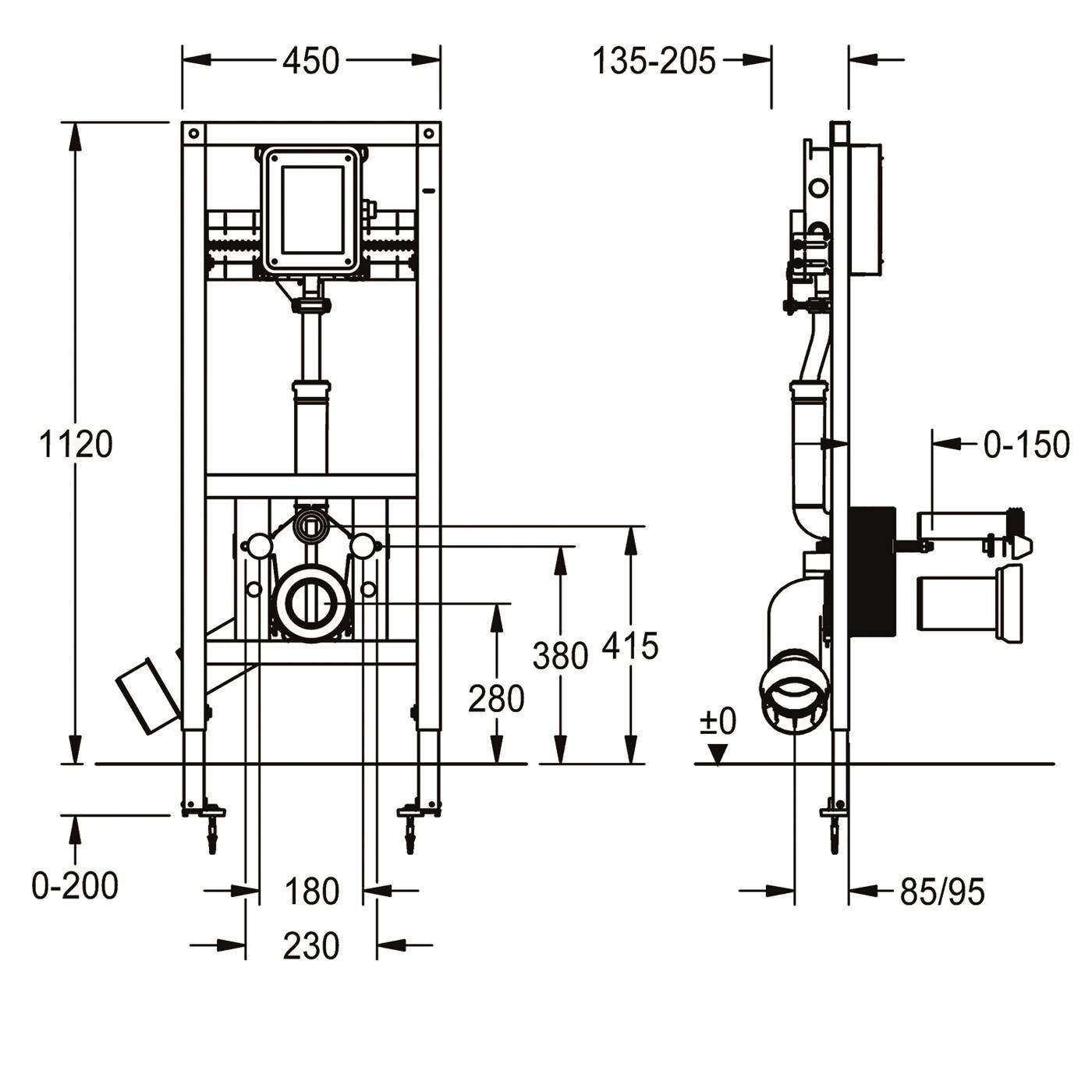KWC Installationselement, AQUAFIX, für. WC, Rohbauset für Up-wc-spüler, Barrierefrei