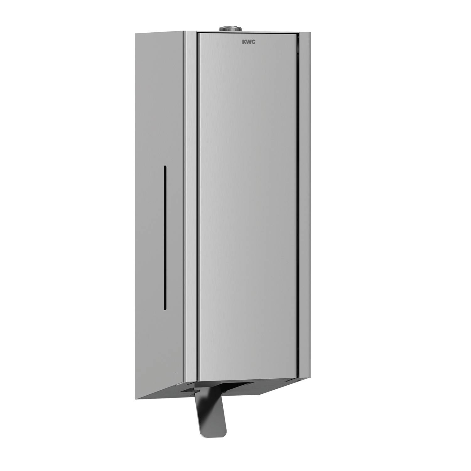 Ein wandmontierter Desinfektionsmittelspender aus Edelstahl mit automatischer Auslösung und elegantem, modernem Design.