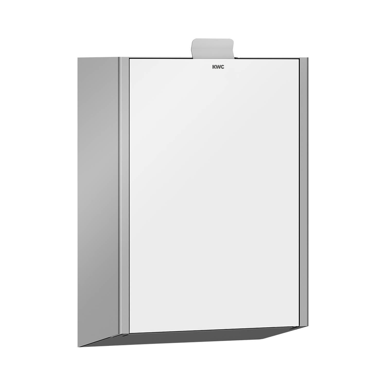 Ein wandmontierter Badezimmerschrank mit Spiegelfront und elegantem, modernem Design in Silberoptik.