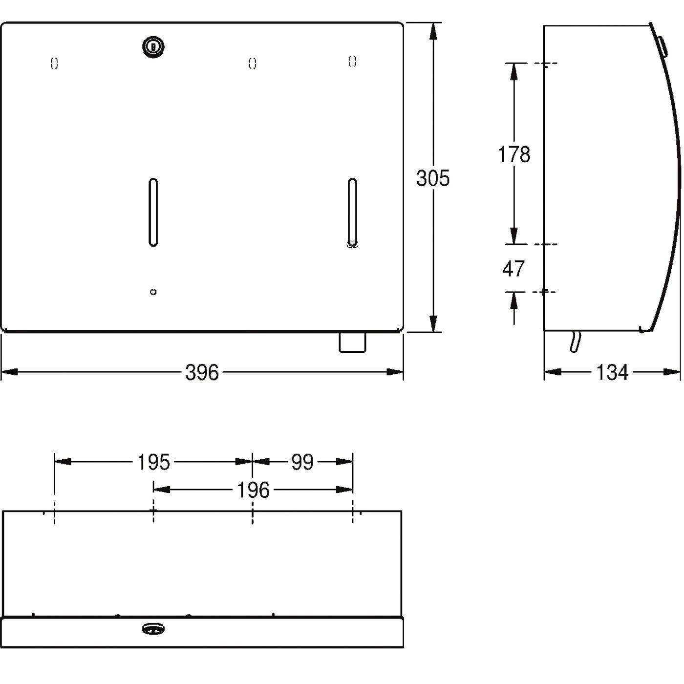 KWC Papier-seifen-kombination, STRATOS, Edelstahl, Aufputz, 396x305x134 mm