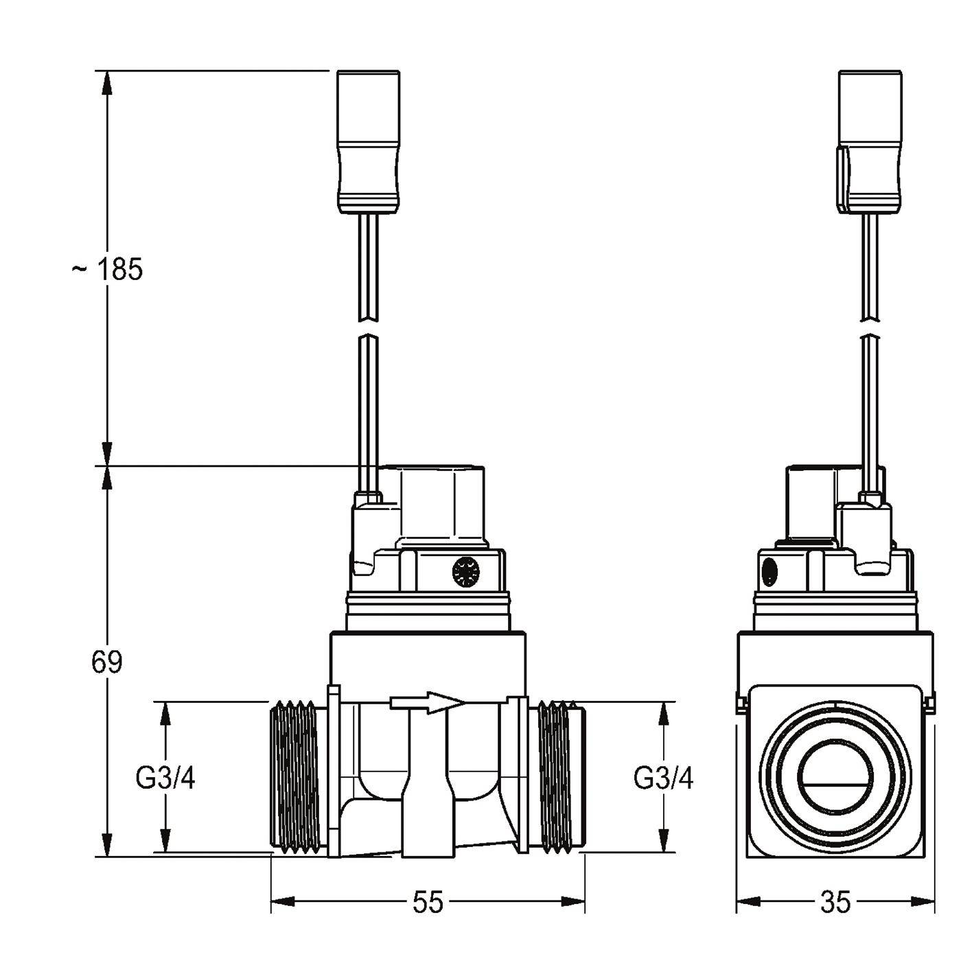 KWC Magnetventil, A3000open, DN15, G3/4B, 24 VDC
