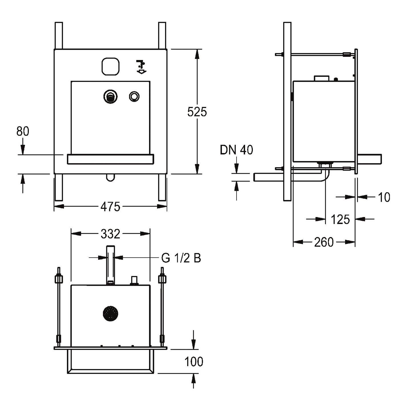 KWC Waschplatzeinheit, All-in-one, Edst, 475x530x390 mm, UP, Wasser-seife-luft