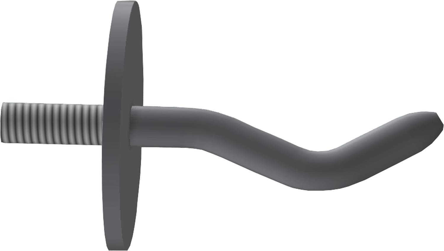 Ein Nahaufnahmebild eines eleganten, modernen Türgriffs vor einem dunklen Hintergrund, der sein ergonomisches, geschwungenes Design und die metallische Oberfläche zeigt.