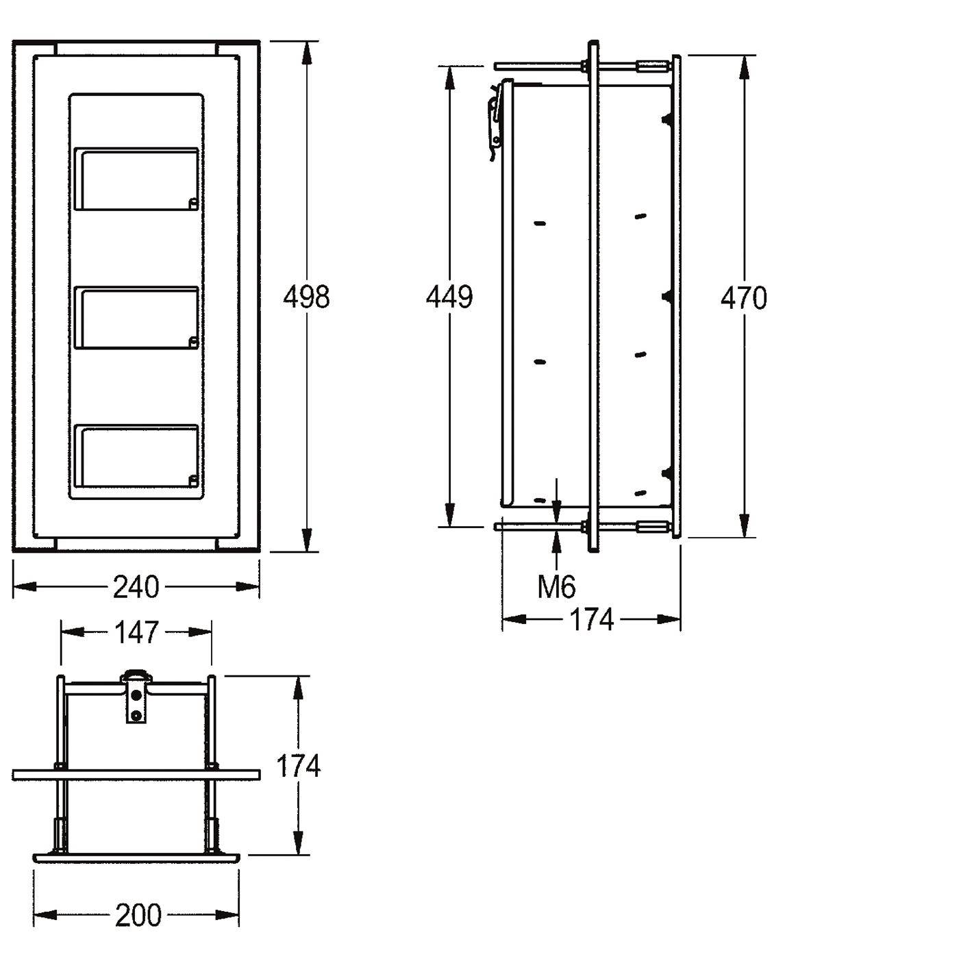 KWC Wc-dreifachrollenhalter, HEAVY DUTY, Edelstahl, Unterputz, 240x498x174 mm