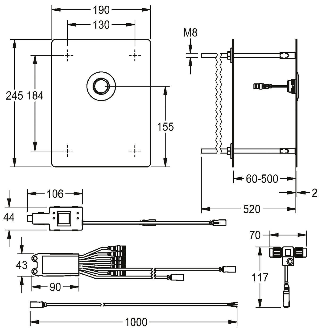 KWC Wc-steuerung, F5, Elek, Edst, Hw.-mont, für. Spülkasten, 24 VDC
