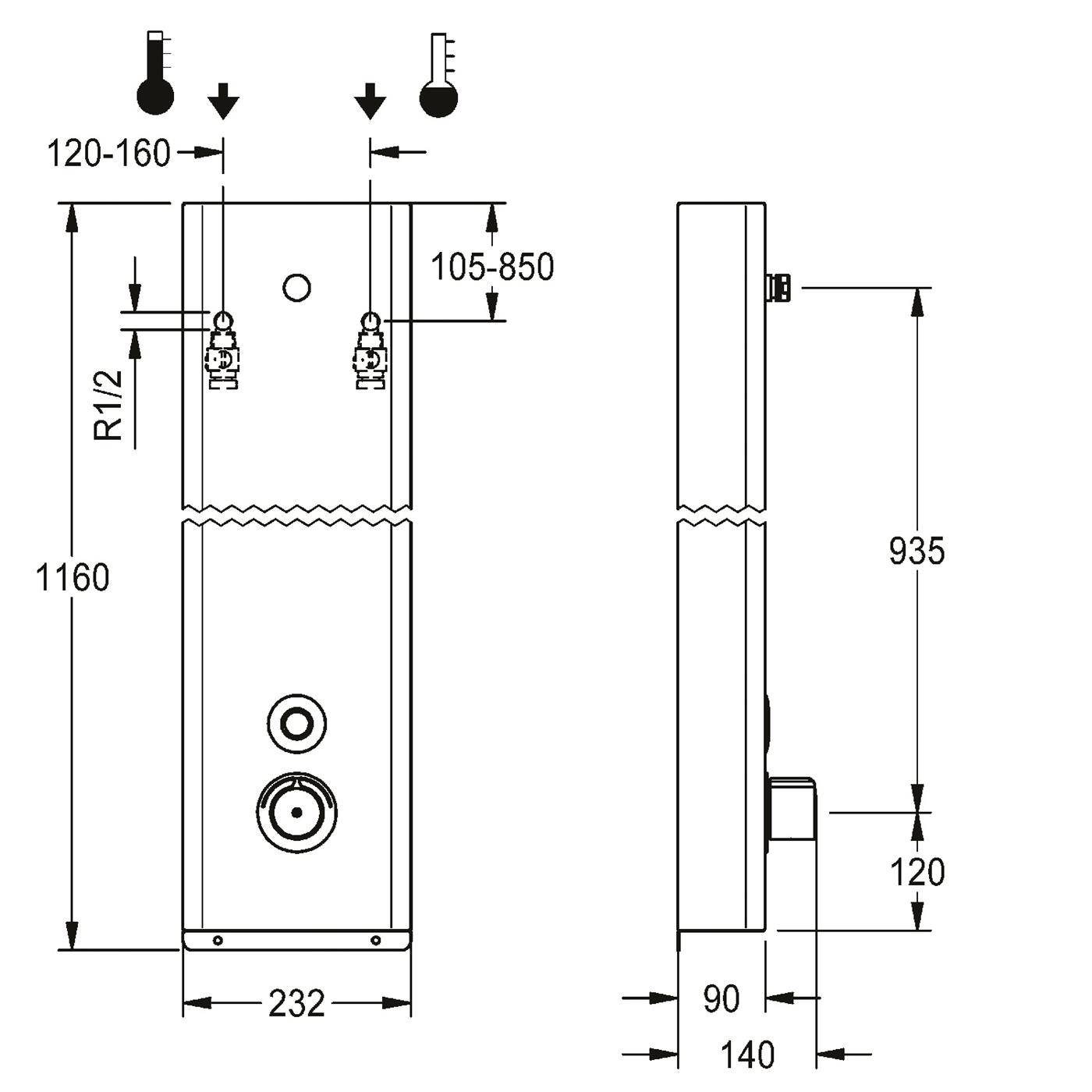 KWC DUPA, F5, Elek, Edelstahl, Therm, für Duschkopf, Spez.-schr, 24 VDC