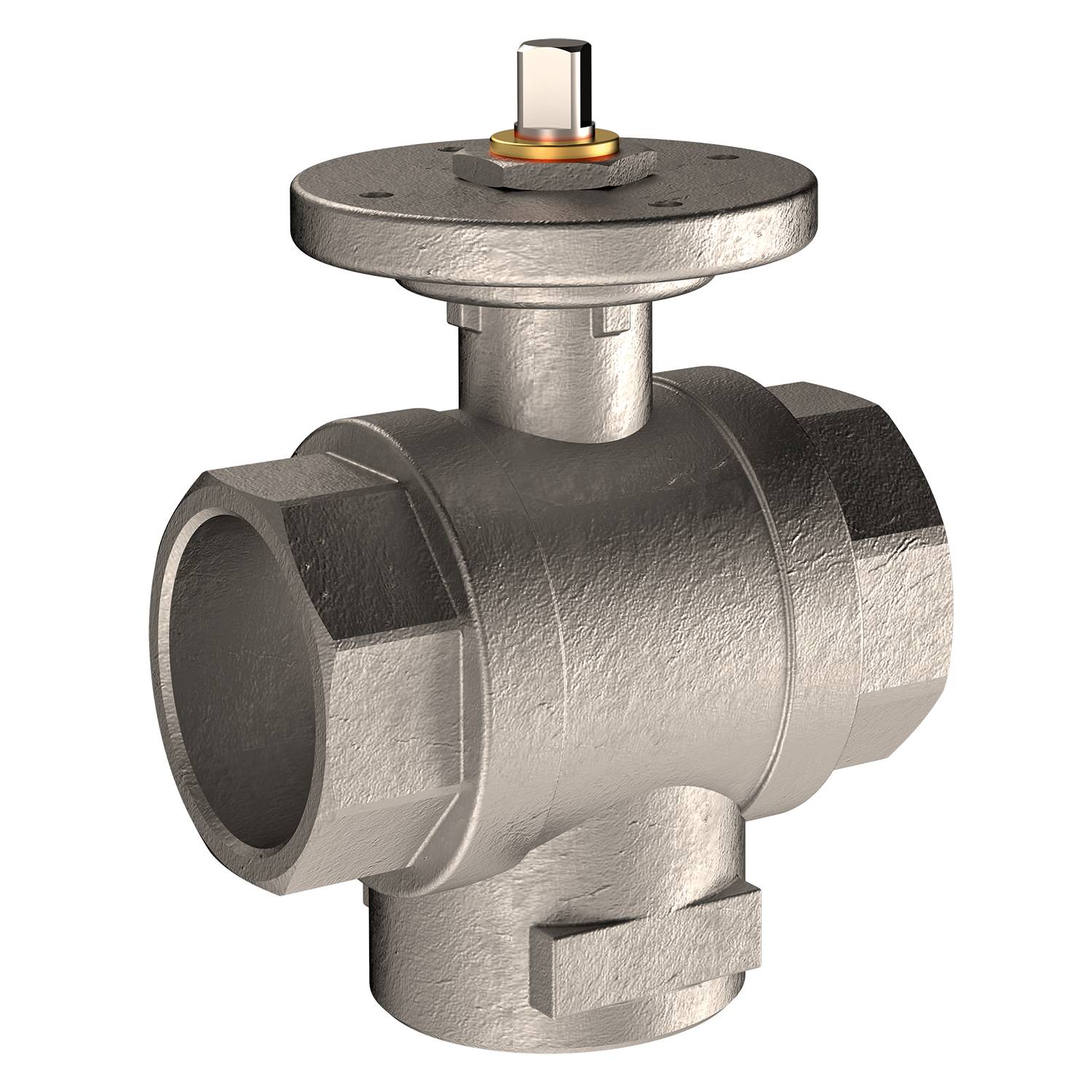 Ein metallischer, zylindrischer Ventil mit einem sechseckigen Bolzen oben, konzipiert für industrielle Fluidsteuerung, vor einem schwarzen Hintergrund.
