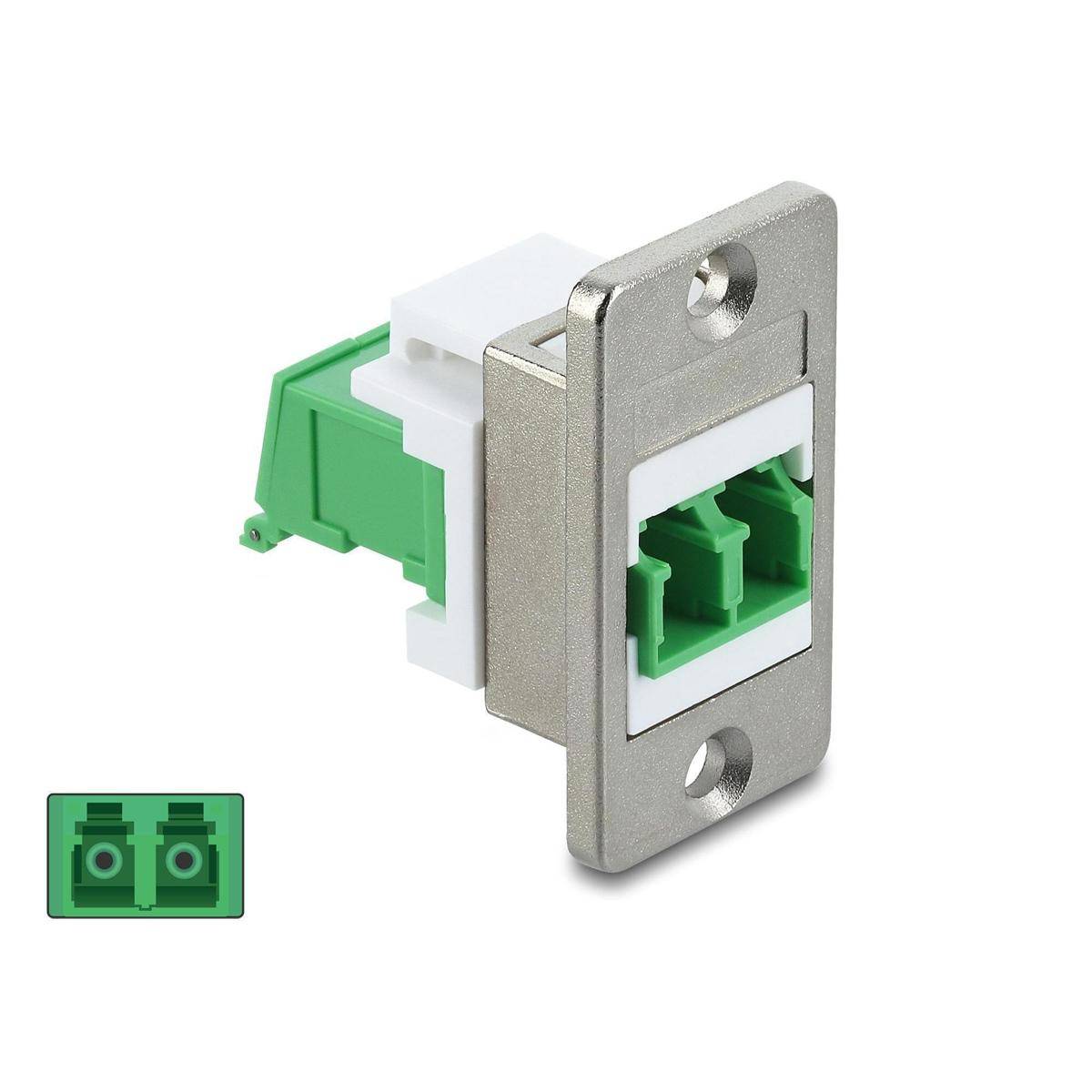 Delock Panel Mount LC Duplex Buchse zu LC Duplex Buchse mit Laserschutzklappe in