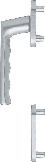 Ein glänzendes silbernes zylindrisches Objekt mit einem welligen Griff, wahrscheinlich ein metallisches Werkzeug oder Gerät, auf weißem Hintergrund.