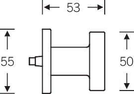 Technische Zeichnung eines zylindrischen Teils mit einer Breite von 53 Einheiten, die auf einer Seite einen kleinen Vorsprung aufweist.
