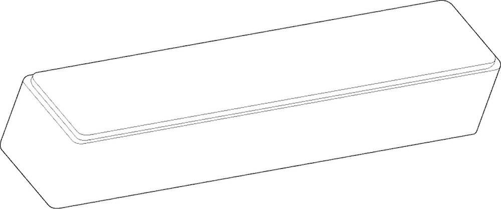 Eine weiße Sneakersohle mit einem sichtbaren strukturierten Muster in der Mitte, angezeigt vor einem einfachen weißen Hintergrund.