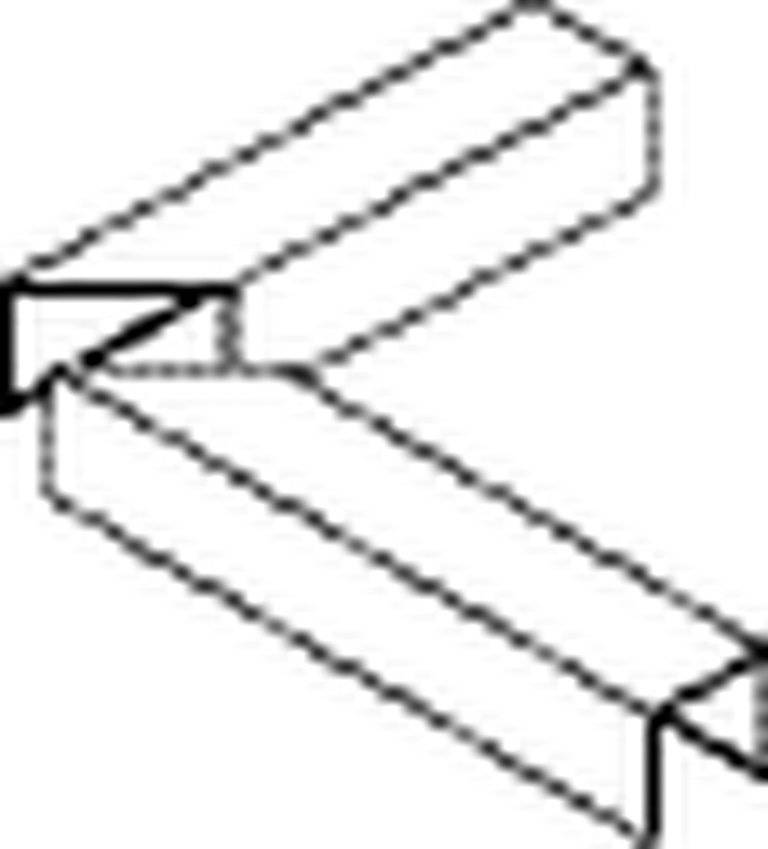Optische Täuschung mit einer Zeichnung von drei übereinander gestapelten Balken, die eine unmögliche Dreiecksform erzeugen.