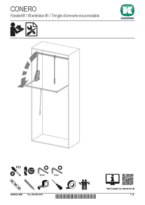 Conero Kleiderlift LKB 625-808MM Zuladung 12kg, schwarz