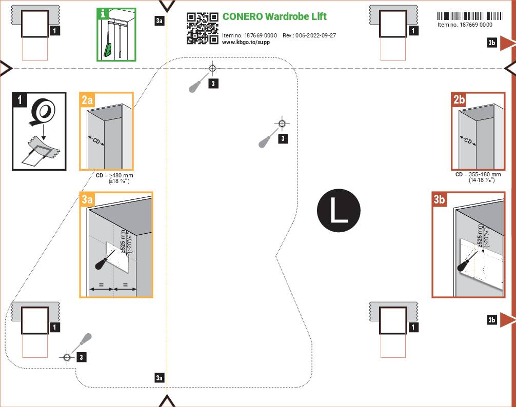 Conero Kleiderlift LKB 805-988MM Zuladung 15kg, schwarz