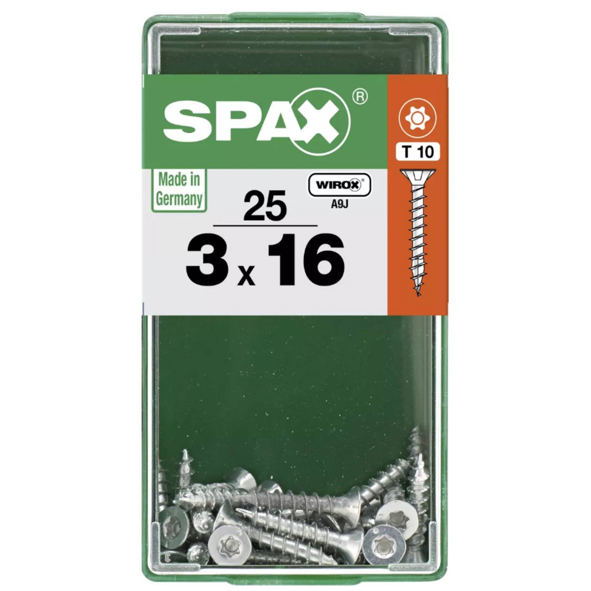 Das Bild zeigt eine Schachtel SPAX-Schrauben mit der Kennzeichnung „Made in Germany